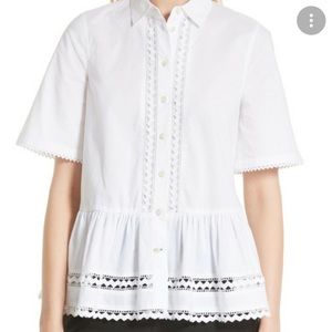 Kate Spade Lace Inset Peplum Blouse - Size M